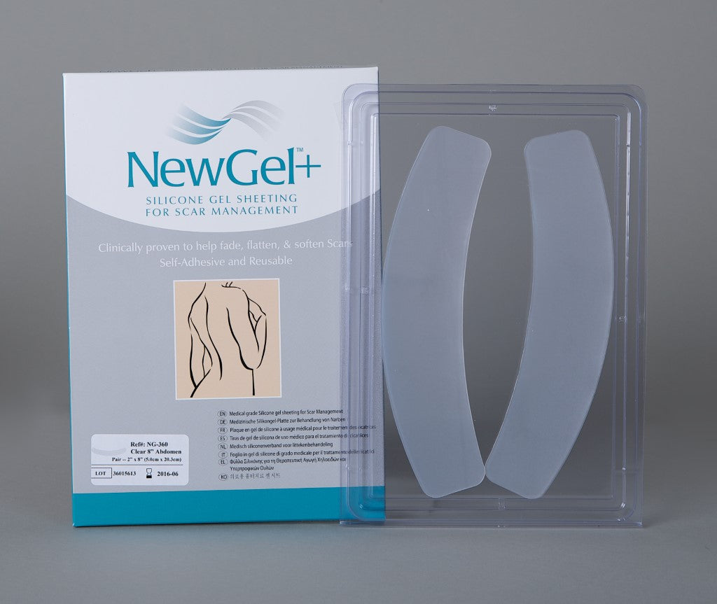 NewGel+ clear silicone abdomen C-section curved 2 pcs 5.1x20.3cm